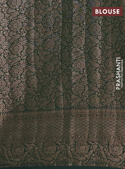 Semi chiniya silk saree pink and bottle green with allover thread & zari woven buttas and woven border
