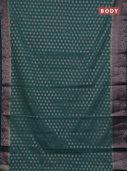 Semi chiniya silk saree teal green shade and peacock green with allover thread & zari woven buttas and woven border