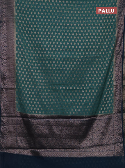 Semi chiniya silk saree teal green shade and peacock green with allover thread & zari woven buttas and woven border