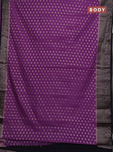 Semi chiniya silk saree drak lavender and black with allover thread & zari woven buttas and woven border