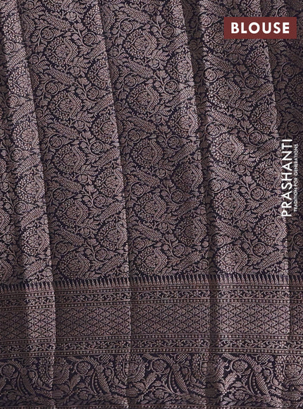 Semi chiniya silk saree drak lavender and black with allover thread & zari woven buttas and woven border