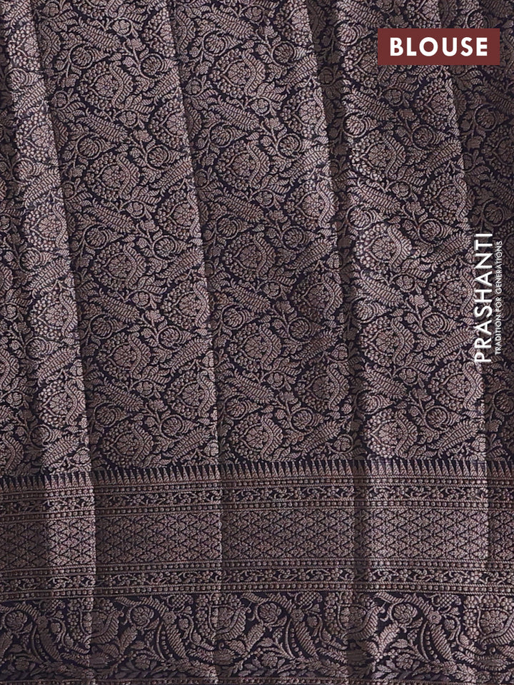 Semi chiniya silk saree drak lavender and black with allover thread & zari woven buttas and woven border