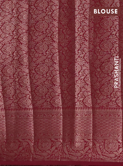 Semi chiniya silk saree peacock blue and wine shade with allover thread & zari woven buttas and woven border