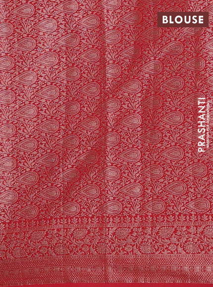 Semi chiniya silk saree navy blue and red with allover thread & zari woven buttas and woven border
