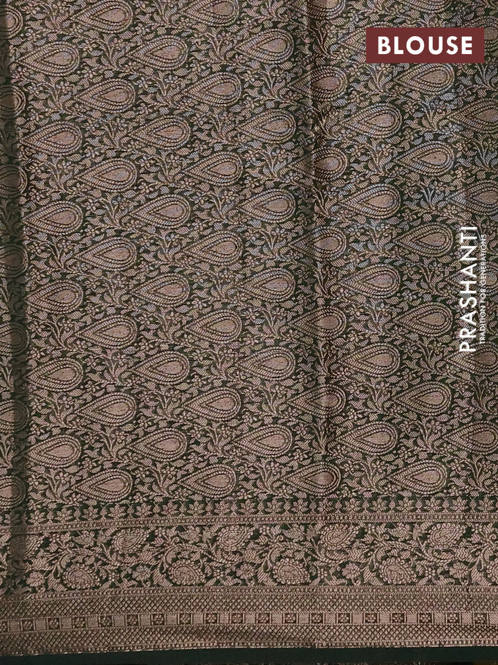 Semi chiniya silk saree mehendi green and bottle green with allover thread & zari woven buttas and woven border