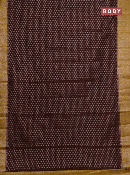 Semi chiniya silk saree coffee brown and dark mustard with allover thread & zari woven buttas and woven border