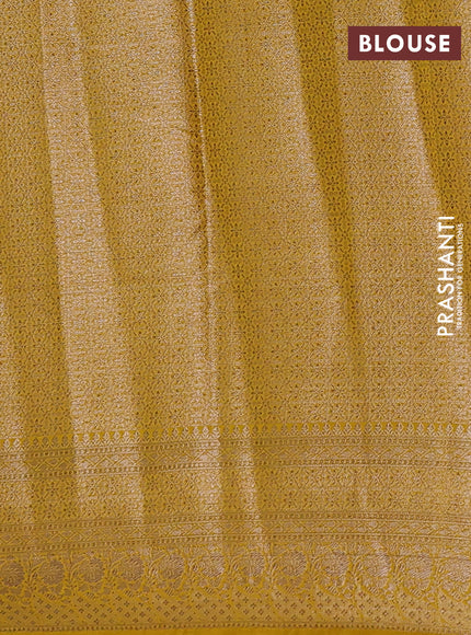 Semi chiniya silk saree coffee brown and dark mustard with allover thread & zari woven buttas and woven border