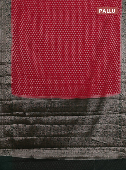 Semi chiniya silk saree red and bottle green with allover thread & zari woven buttas and woven border