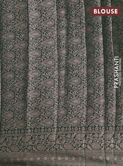 Semi chiniya silk saree red and bottle green with allover thread & zari woven buttas and woven border