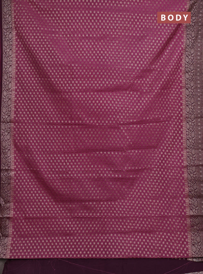Semi chiniya silk saree mauve pink and wine shade with allover thread & zari woven buttas and woven border