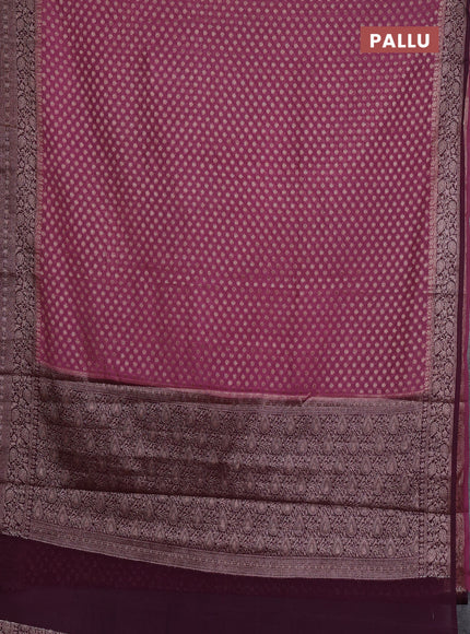 Semi chiniya silk saree mauve pink and wine shade with allover thread & zari woven buttas and woven border