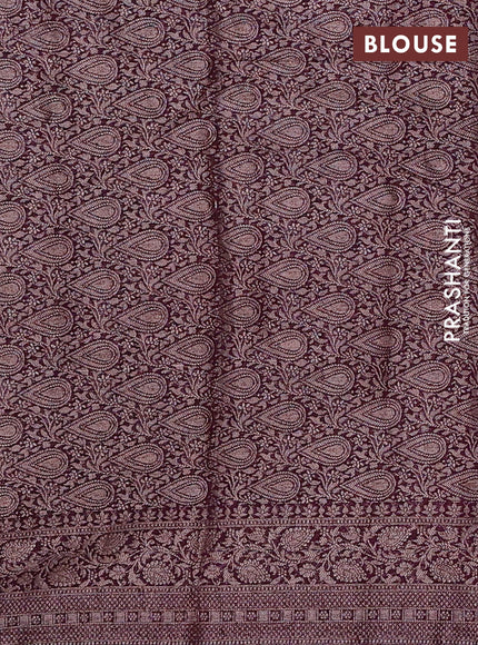Semi chiniya silk saree mauve pink and wine shade with allover thread & zari woven buttas and woven border