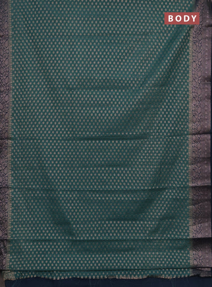 Semi chiniya silk saree teal green shade and peacock green with allover thread & zari woven buttas and woven border