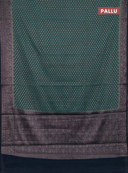 Semi chiniya silk saree teal green shade and peacock green with allover thread & zari woven buttas and woven border