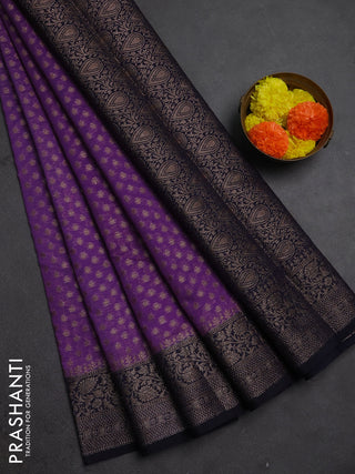 Semi chiniya silk saree lavender and navy blue with allover thread & zari woven buttas and woven border