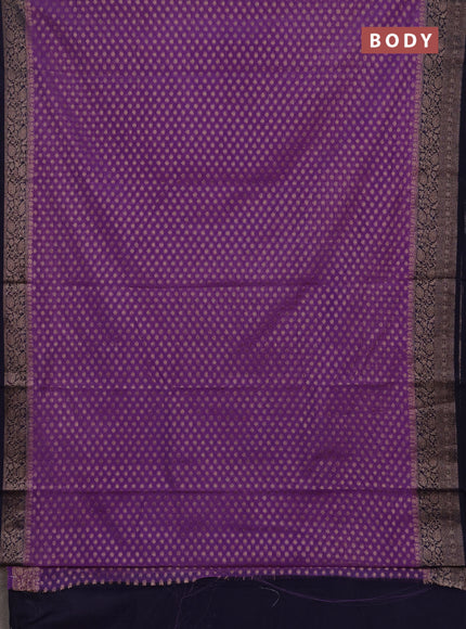 Semi chiniya silk saree lavender and navy blue with allover thread & zari woven buttas and woven border