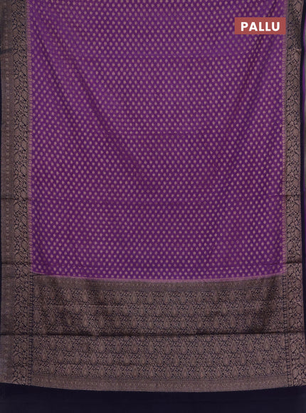 Semi chiniya silk saree lavender and navy blue with allover thread & zari woven buttas and woven border