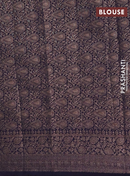 Semi chiniya silk saree lavender and navy blue with allover thread & zari woven buttas and woven border