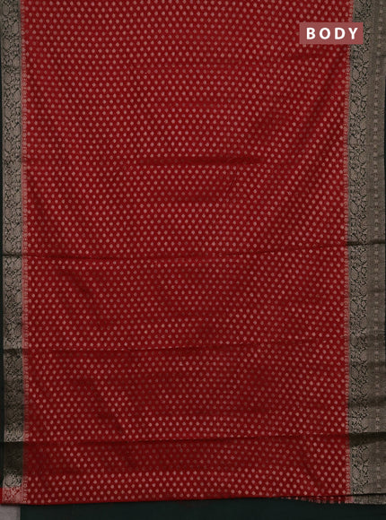 Semi chiniya silk saree red and bottle green with allover thread & zari woven buttas and woven border
