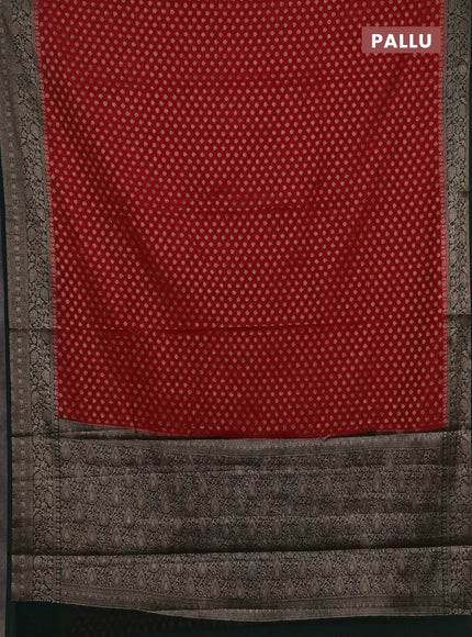 Semi chiniya silk saree red and bottle green with allover thread & zari woven buttas and woven border