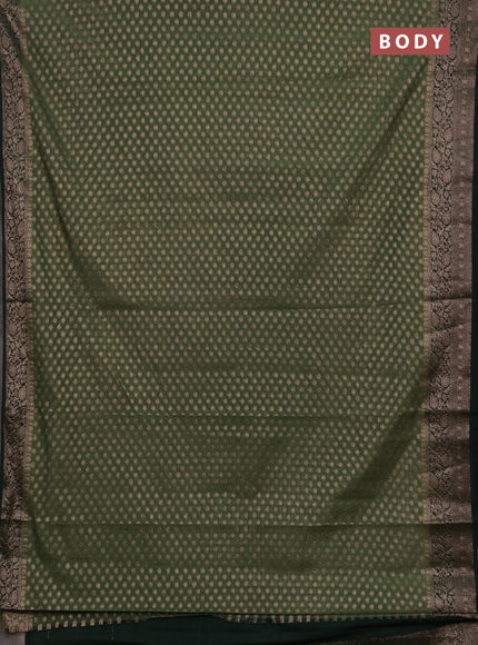 Semi chiniya silk saree pastel green and bottle green with allover thread & zari woven buttas and woven border