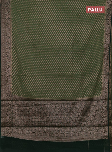 Semi chiniya silk saree pastel green and bottle green with allover thread & zari woven buttas and woven border