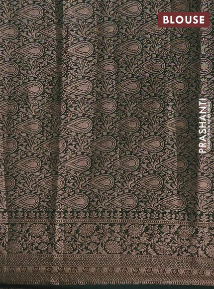 Semi chiniya silk saree pastel green and bottle green with allover thread & zari woven buttas and woven border