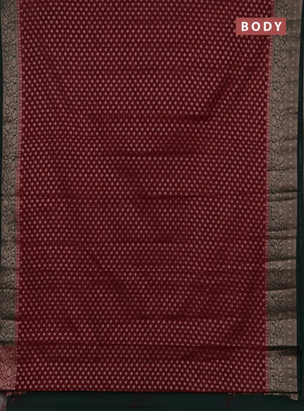 Semi chiniya silk saree wine shade and bottle green with allover thread & zari woven buttas and woven border