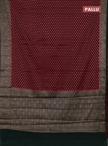 Semi chiniya silk saree wine shade and bottle green with allover thread & zari woven buttas and woven border