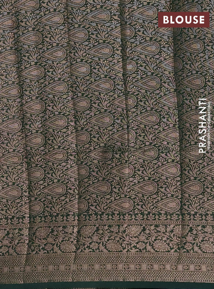 Semi chiniya silk saree wine shade and bottle green with allover thread & zari woven buttas and woven border