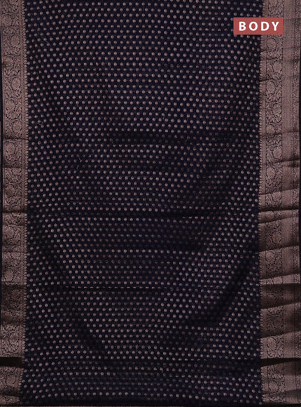 Semi chiniya silk saree navy blue with allover thread & zari woven buttas and woven border