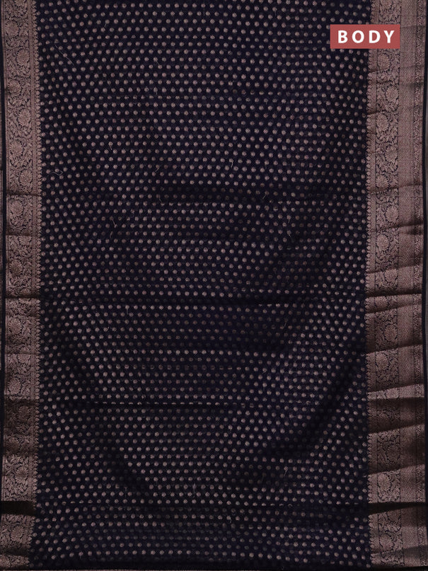 Semi chiniya silk saree navy blue with allover thread & zari woven buttas and woven border