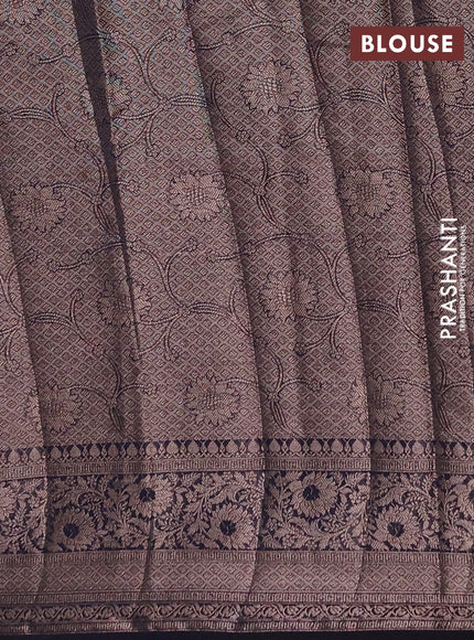 Semi chiniya silk saree navy blue with allover thread & zari woven buttas and woven border
