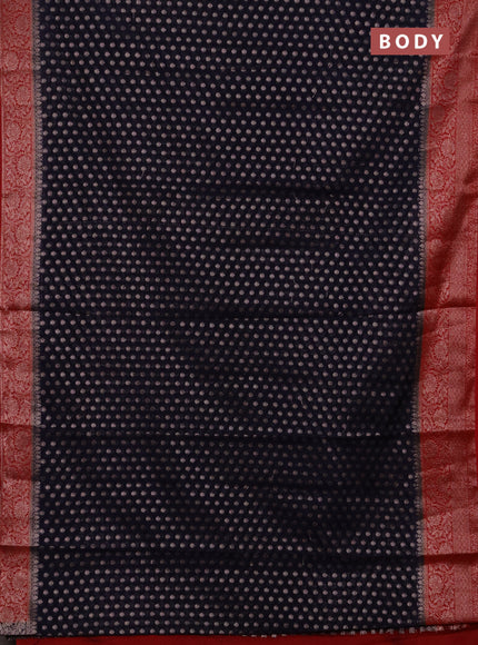 Semi chiniya silk saree navy blue and red with allover thread & zari woven buttas and woven border