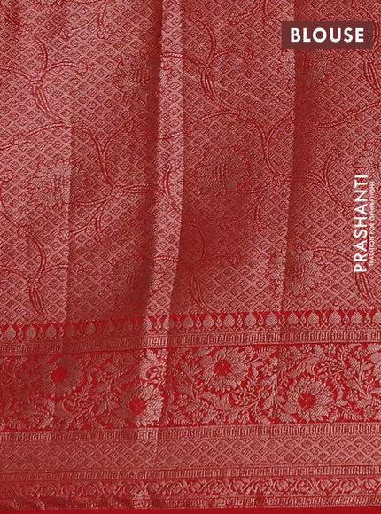 Semi chiniya silk saree navy blue and red with allover thread & zari woven buttas and woven border