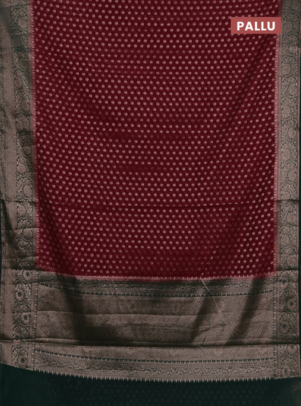 Semi chiniya silk saree wine shade and bottle green with allover thread & zari woven buttas and woven border