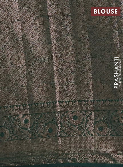 Semi chiniya silk saree wine shade and bottle green with allover thread & zari woven buttas and woven border