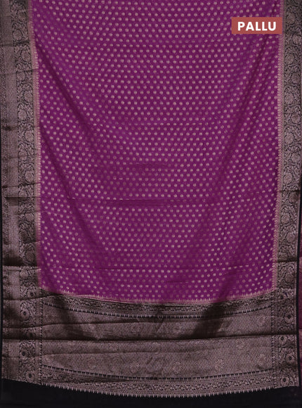Semi chiniya silk saree dark lavender and black with allover thread & zari woven buttas and woven border