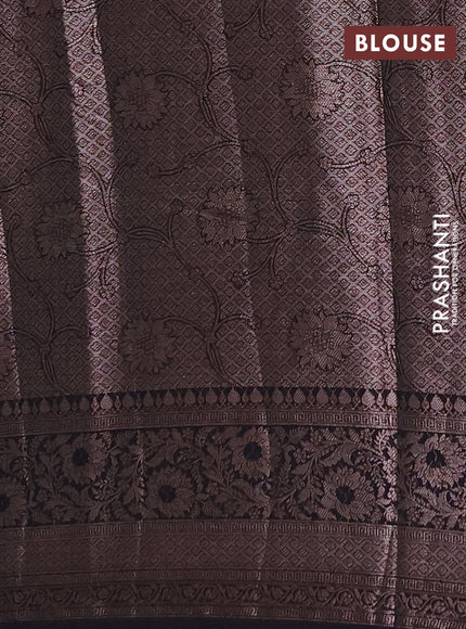 Semi chiniya silk saree dark lavender and black with allover thread & zari woven buttas and woven border