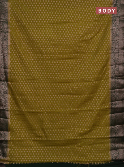 Semi chiniya silk saree mehendi green and bottle green with allover thread & zari woven buttas and woven border