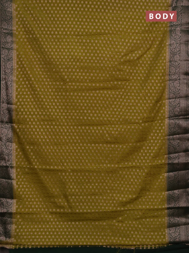 Semi chiniya silk saree mehendi green and bottle green with allover thread & zari woven buttas and woven border