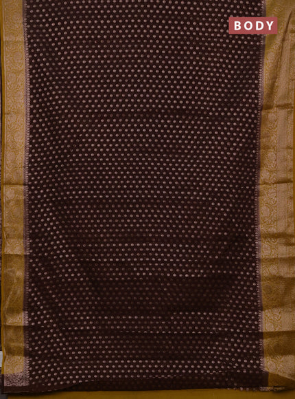 Semi chiniya silk saree coffee brown and dark mustard with allover thread & zari woven buttas and woven border