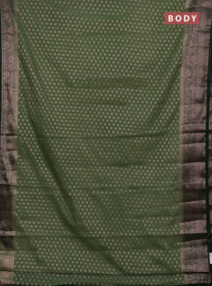 Semi chiniya silk saree pastel green and bottle green with allover thread & zari woven buttas and woven border