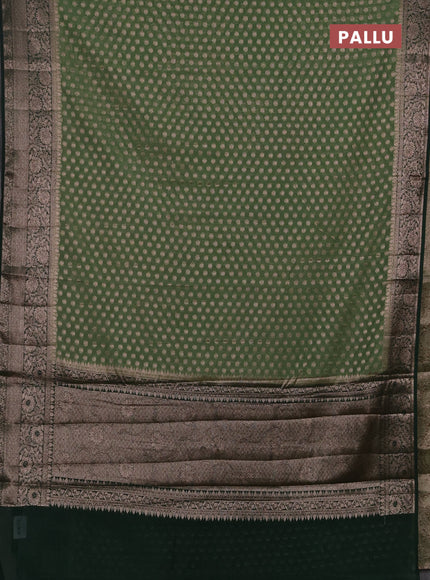 Semi chiniya silk saree pastel green and bottle green with allover thread & zari woven buttas and woven border