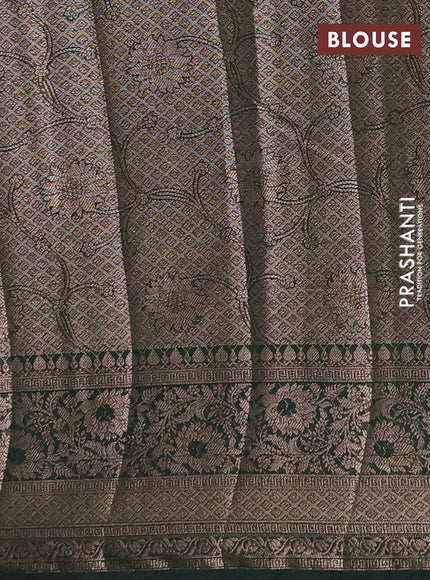 Semi chiniya silk saree pastel green and bottle green with allover thread & zari woven buttas and woven border