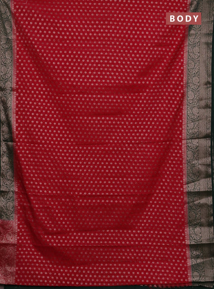 Semi chiniya silk saree pink and bottle green with allover thread & zari woven buttas and woven border