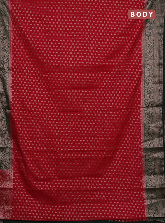 Semi chiniya silk saree pink and bottle green with allover thread & zari woven buttas and woven border