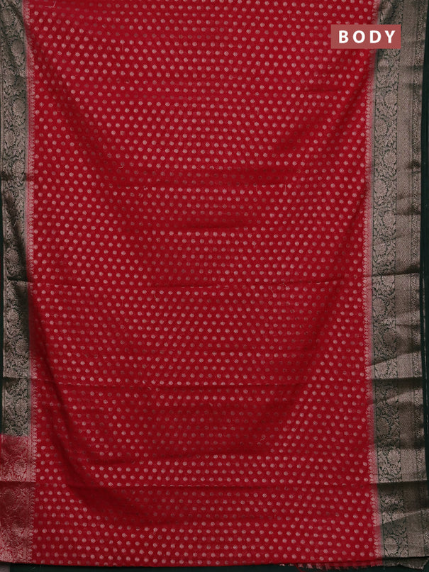 Semi chiniya silk saree pink and bottle green with allover thread & zari woven buttas and woven border