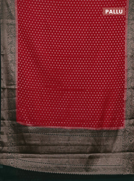 Semi chiniya silk saree pink and bottle green with allover thread & zari woven buttas and woven border