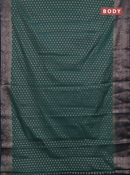 Semi chiniya silk saree teal green shade and peacock green with allover thread & zari woven buttas and woven border